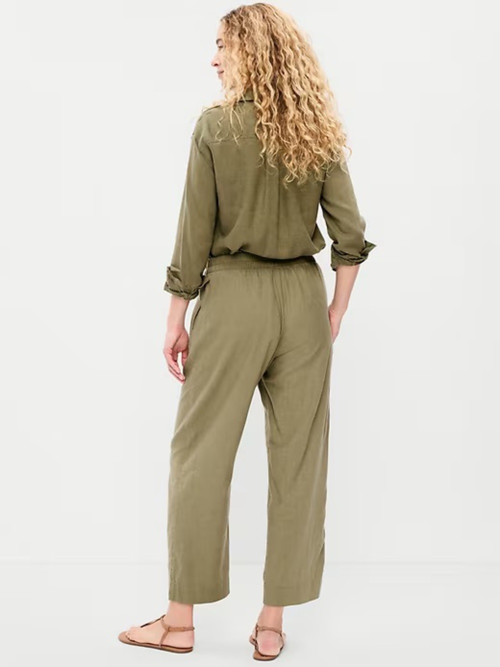 Old Navy High-Waisted Linen-Blend Wide-Leg Pants NWOT Large Tall - Picture 3 of 8